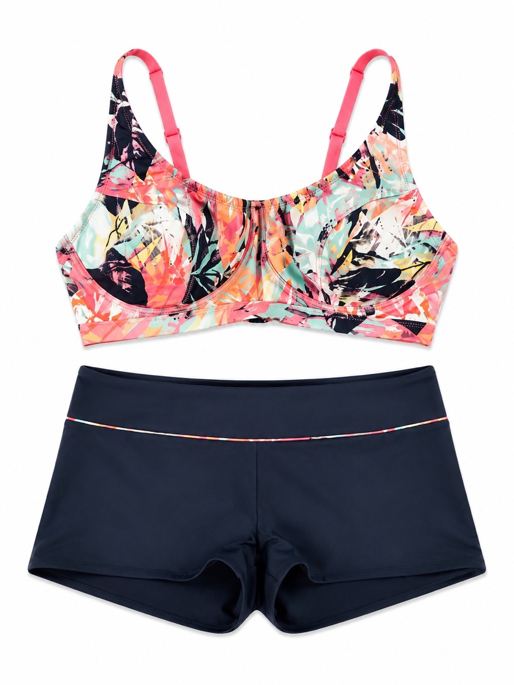 NWOT Roxy Women’s Multicolor Print Top (L) Matching Boy Short Bottoms (M)!